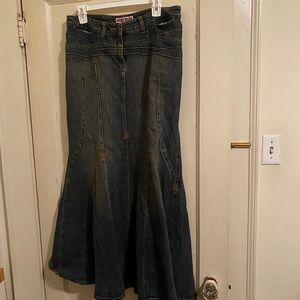 Mermaid tail style long jean skirt